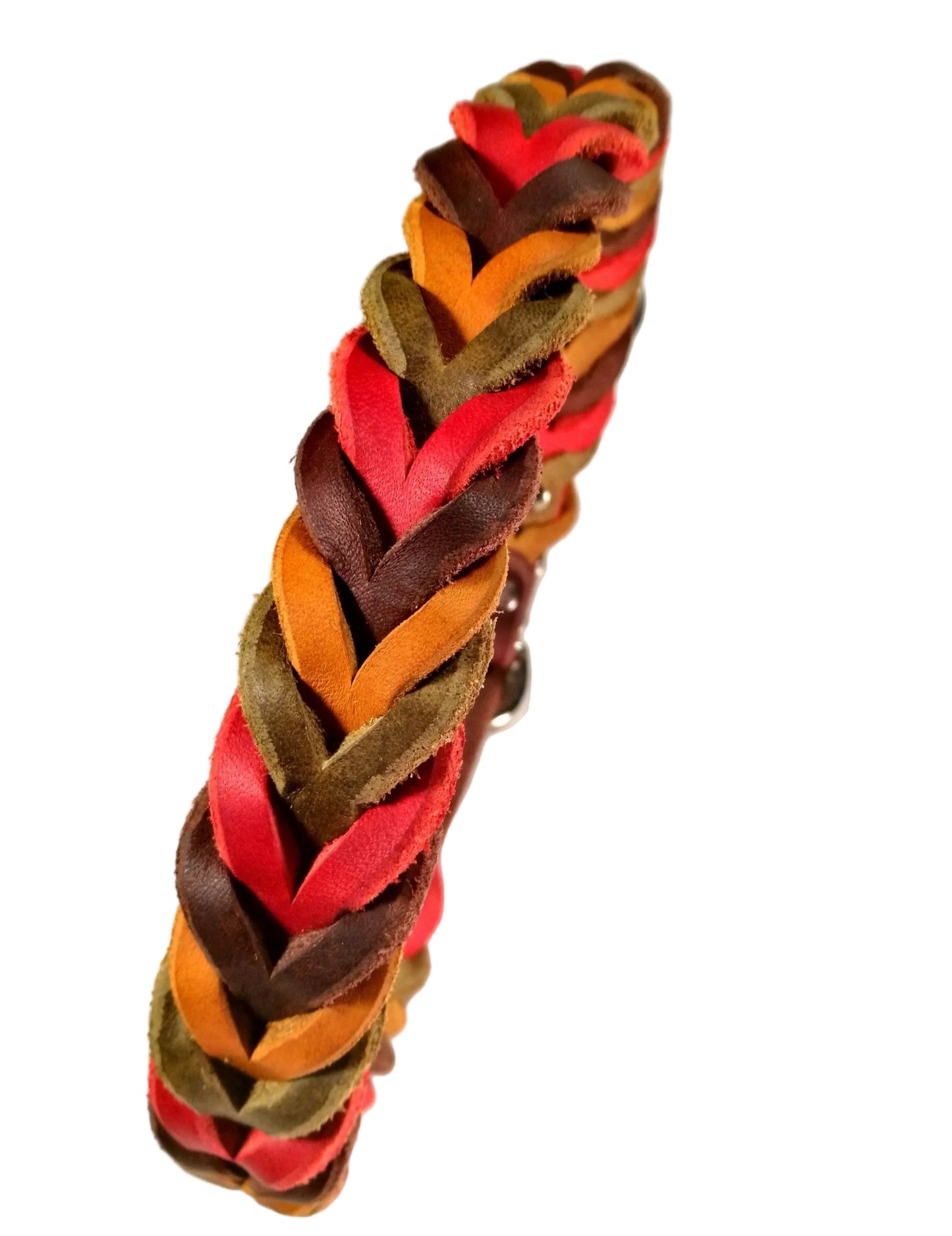 "Quartett" Halsband vierfarbig geflochten, Fettleder, Leder, Hund