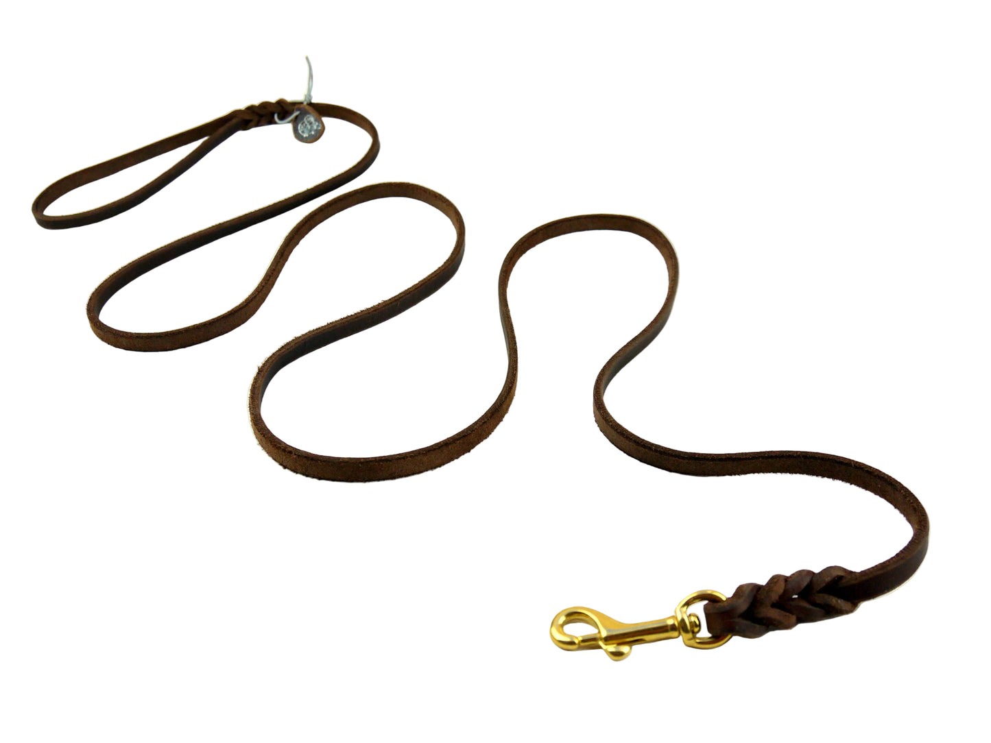 3 m mit Handschlaufe, Leine Leder Fettleder geflochten, Hundeleine