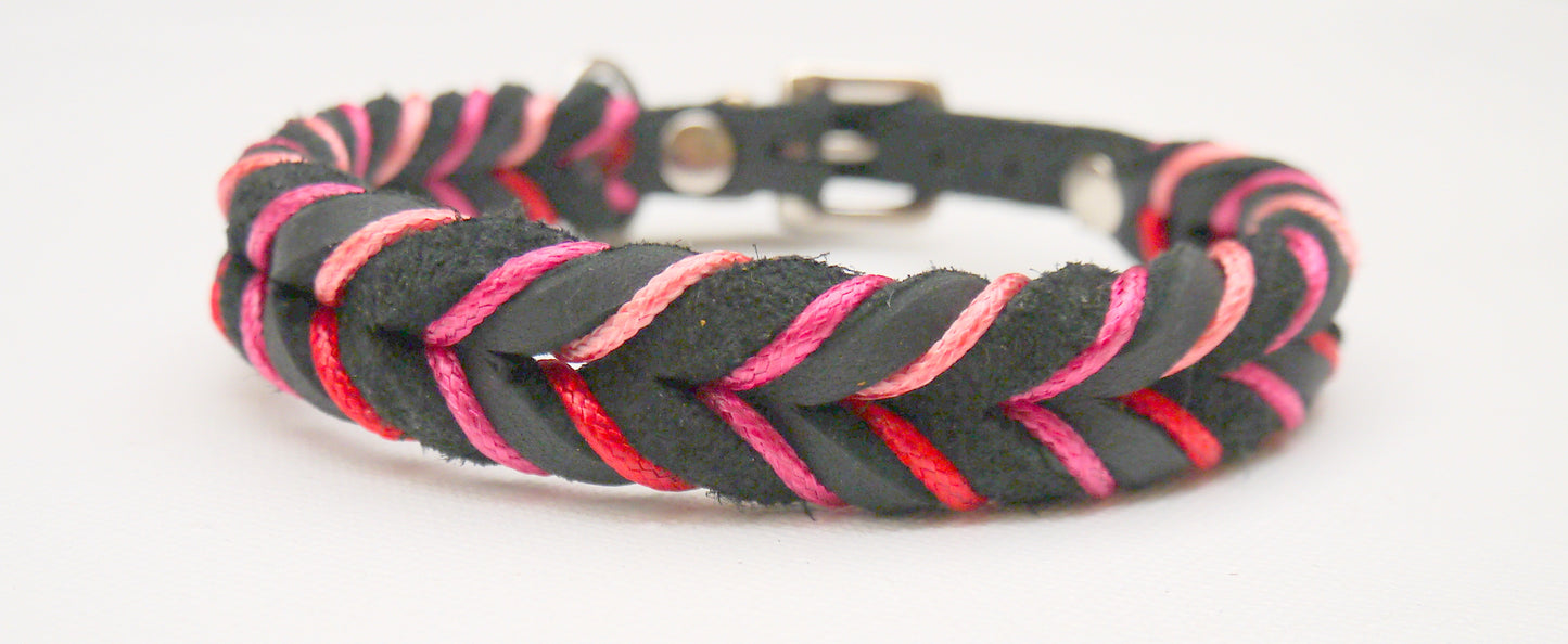 "Lilly" geflochten, Halsband, Leder, Fettleder, Hund