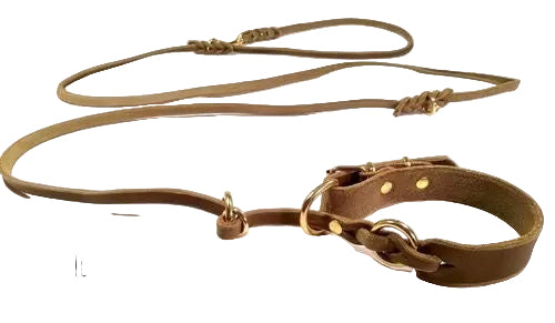 "Pepe" Leine+Halsung, Halsband, Leder, Fettleder, Hund