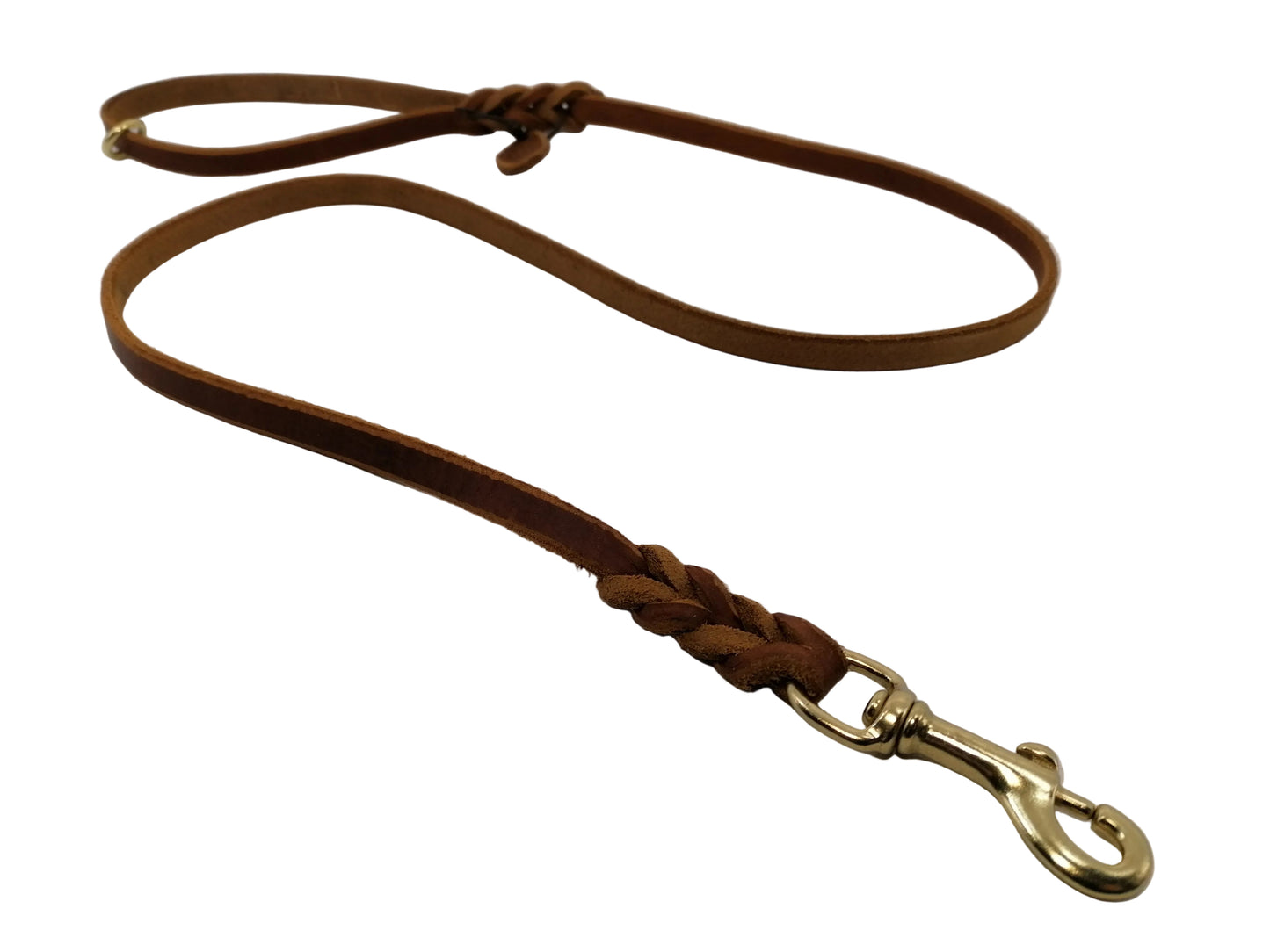 1,8 m mit einem Ring in der Handschlaufe, Leine Leder Fettleder geflochten, Hundeleine
