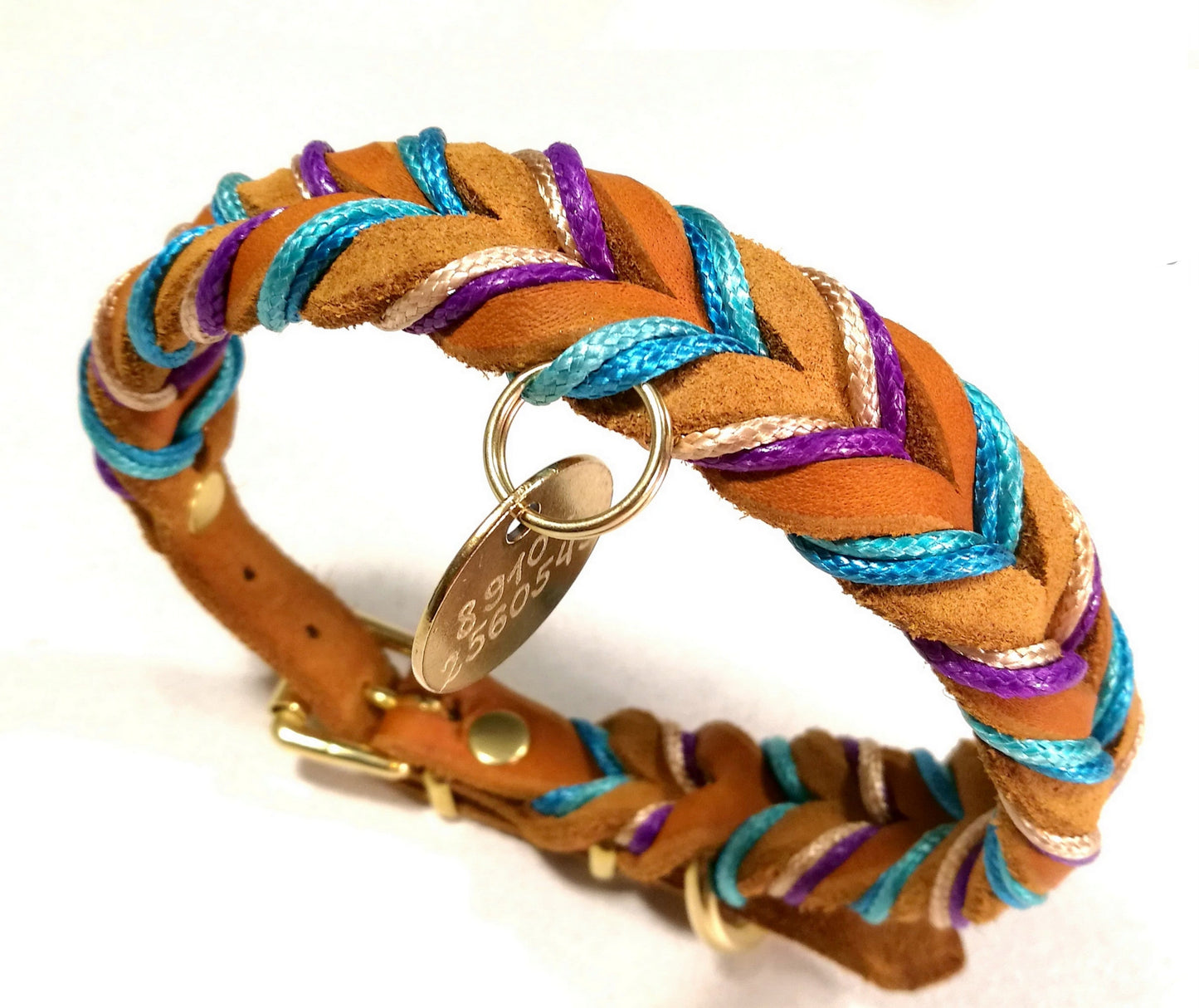 "Lilly" geflochten, Halsband, Leder, Fettleder, Hund