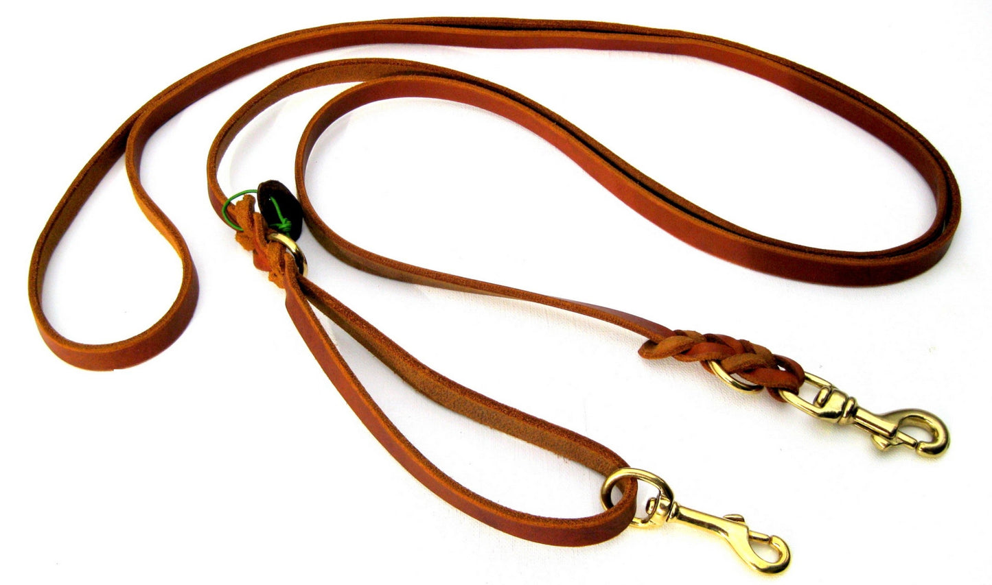 2,5 m mit zus. Karabiner in der Handschlaufe, Leine Leder Fettleder geflochten Hundeleine Führleine