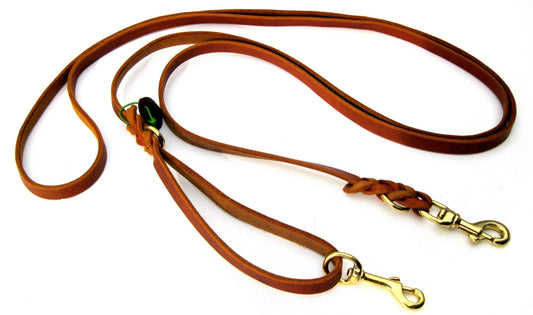 2,5 m mit zus. Karabiner in der Handschlaufe, Leine Leder Fettleder geflochten Hundeleine Führleine