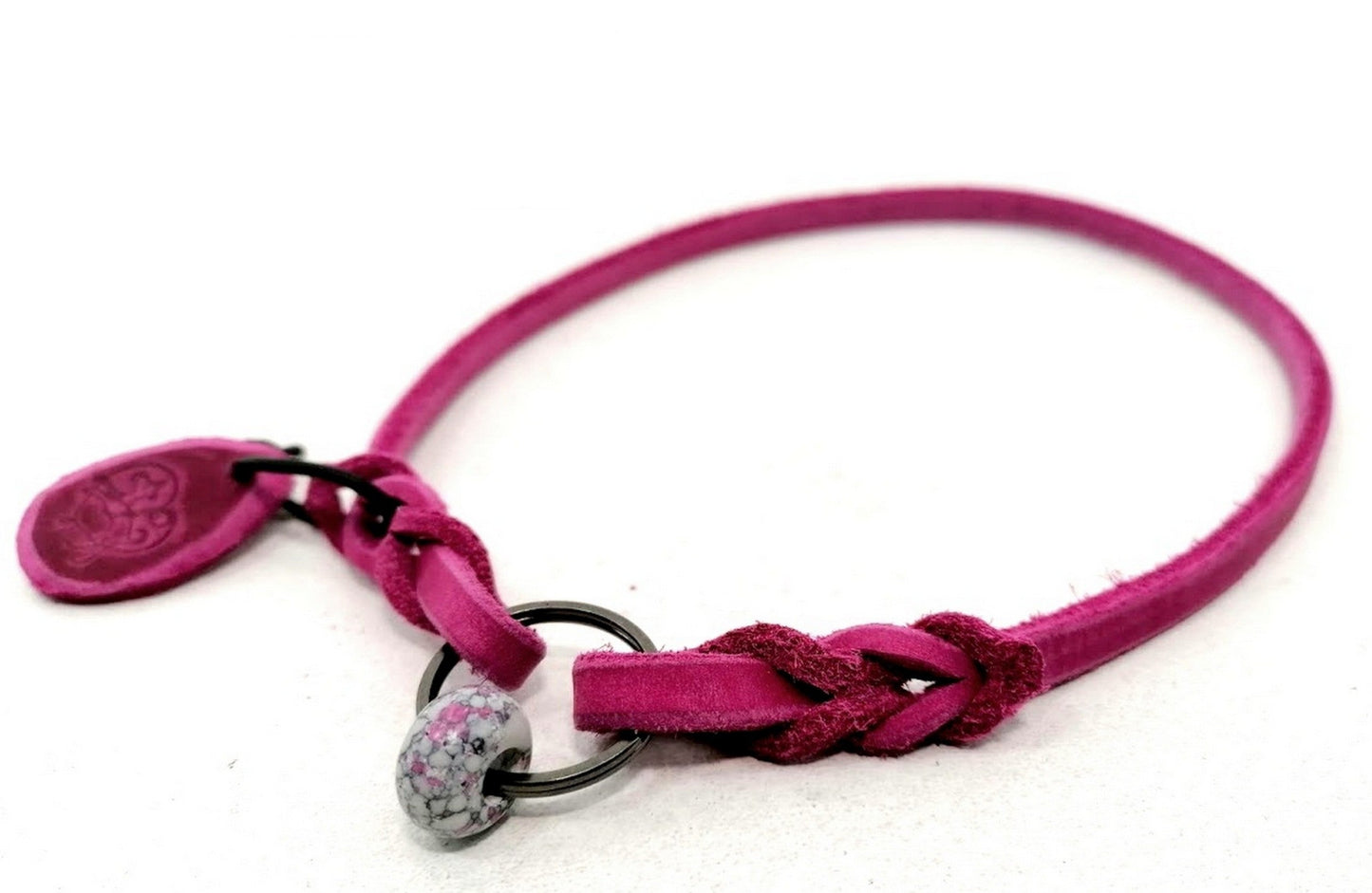 "Pipa"- nur für Marken! Halsband geflochten, Leder, Fettleder, Hund