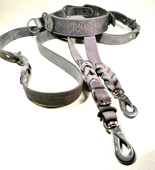 Sonderanfertigungen Fettleder, Leine Fettleder Leder geflochten Hundeleine Halsband Geschirr Hund