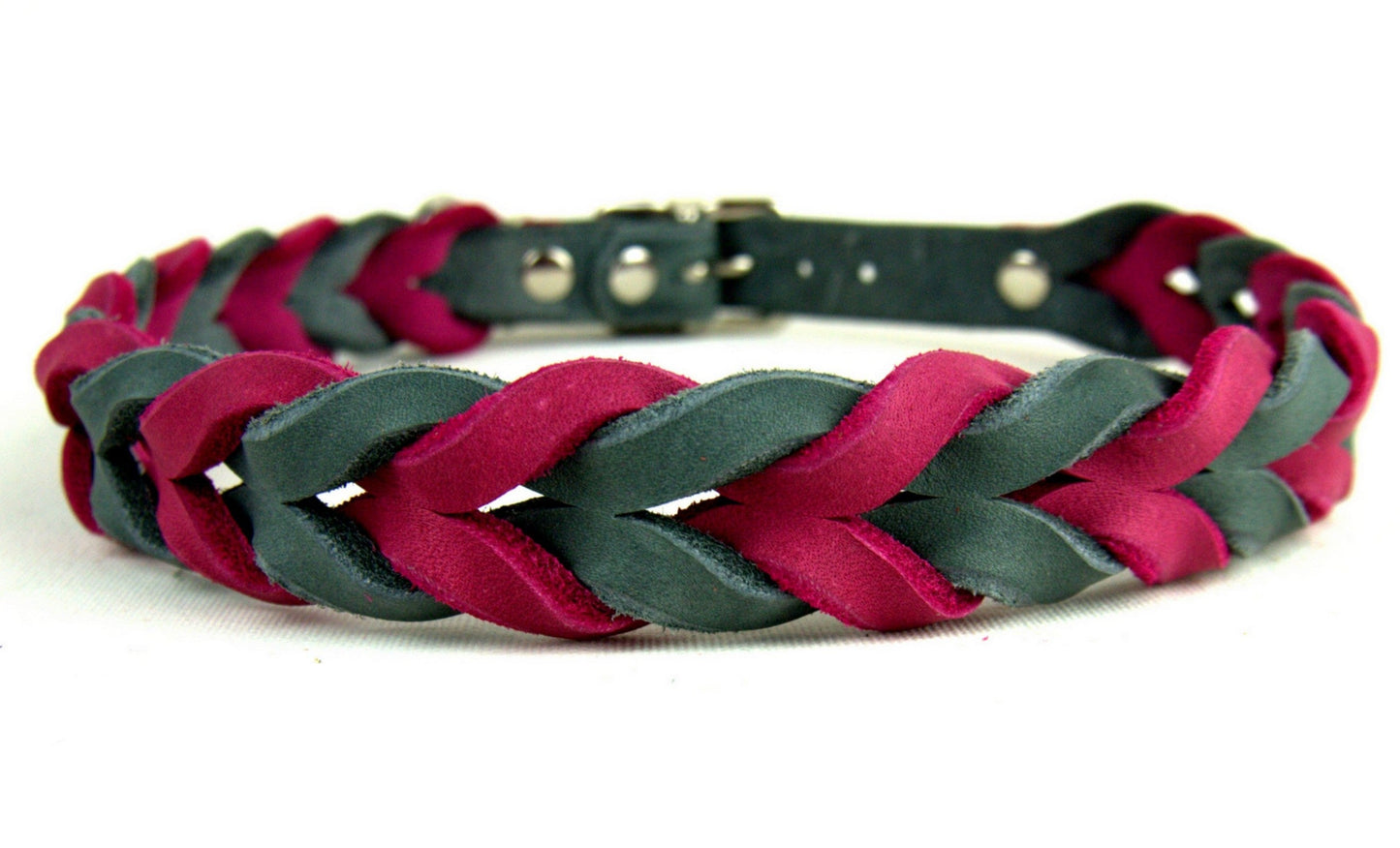 "Lilly" geflochten, Halsband, Leder, Fettleder, Hund