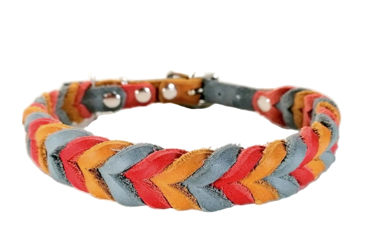 "Trio" Halsband dreifarbig geflochten, Fettleder, Leder, Hund