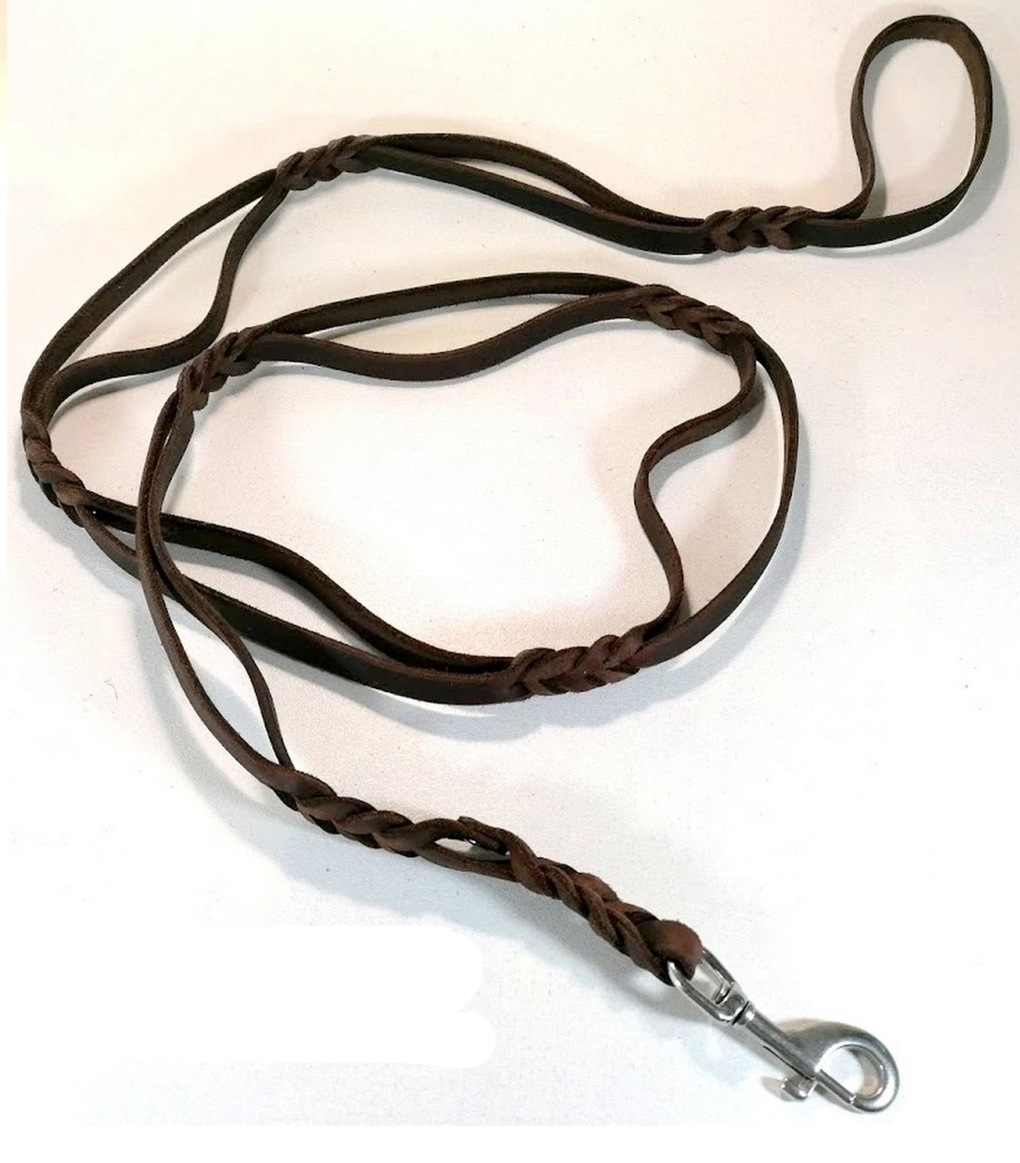 2 m "Basco" Handschlaufenleine , Leine Leder Fettleder geflochten, Hundeleine