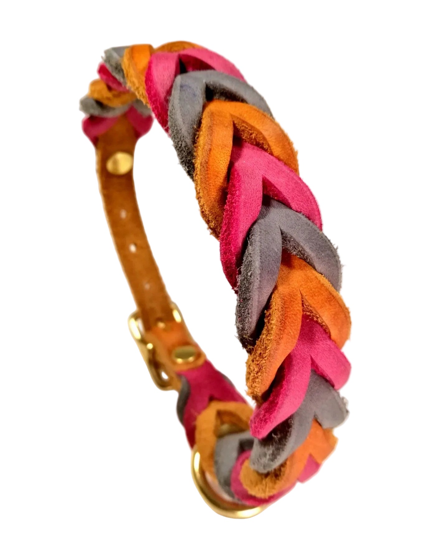 "Trio" Halsband dreifarbig geflochten, Fettleder, Leder, Hund