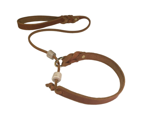"Willow" mit Halsung, Halsband, Leder, Fettleder, Hund