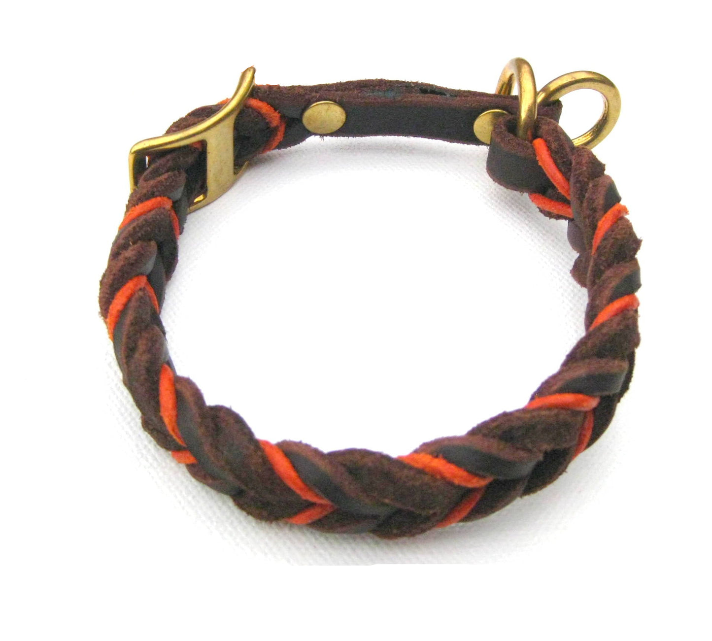 "Bruno" Zugstopp, Halsband geflochten, Leder, Fettleder, Hund