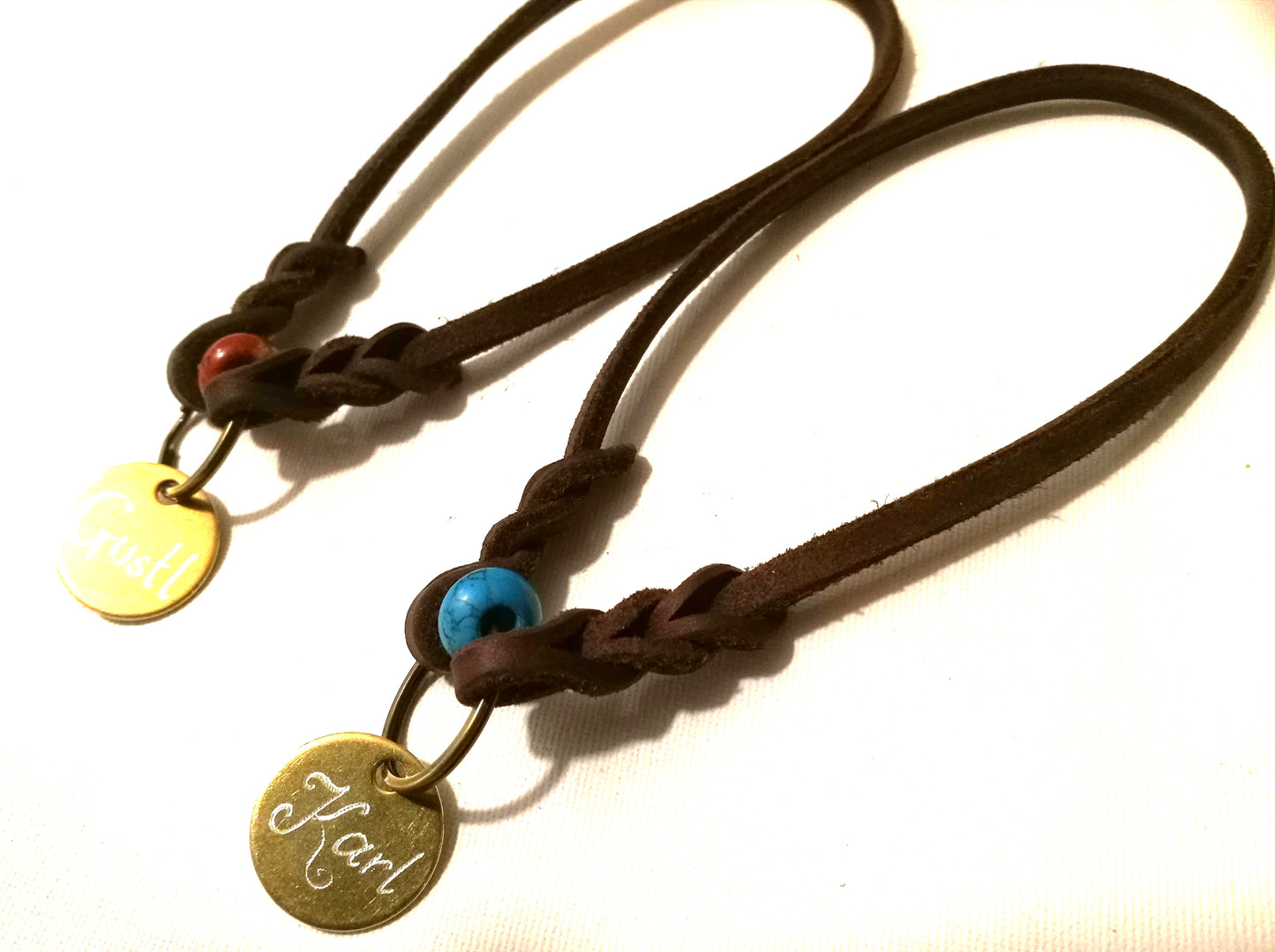"Pipa"- nur für Marken! Halsband geflochten, Leder, Fettleder, Hund