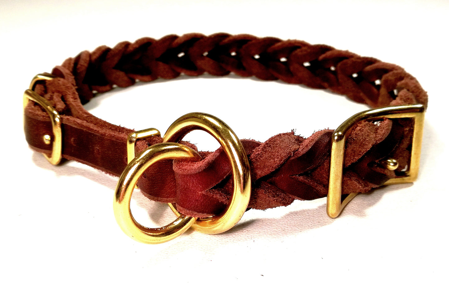 "Teddy" Zugstopp, Halsband geflochten, Leder, Fettleder, Hund