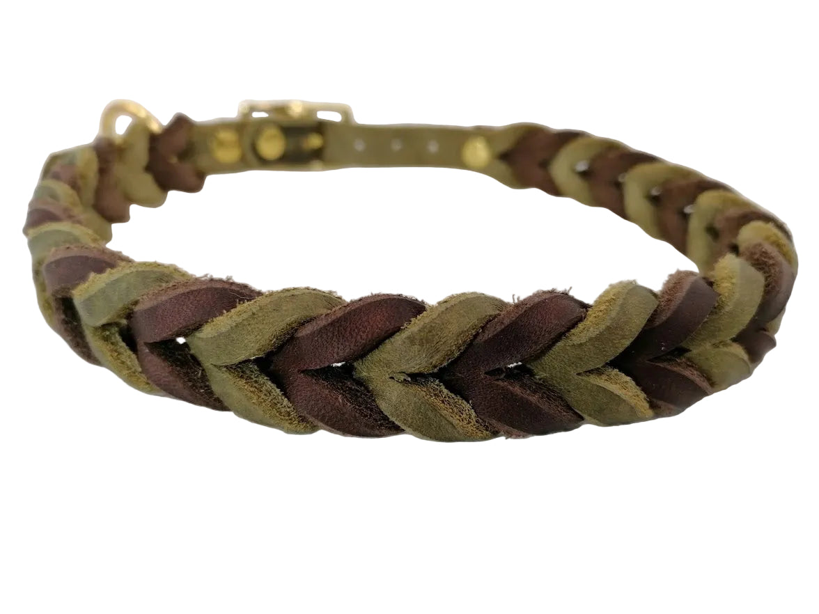 "Lilly" geflochten, Halsband, Leder, Fettleder, Hund