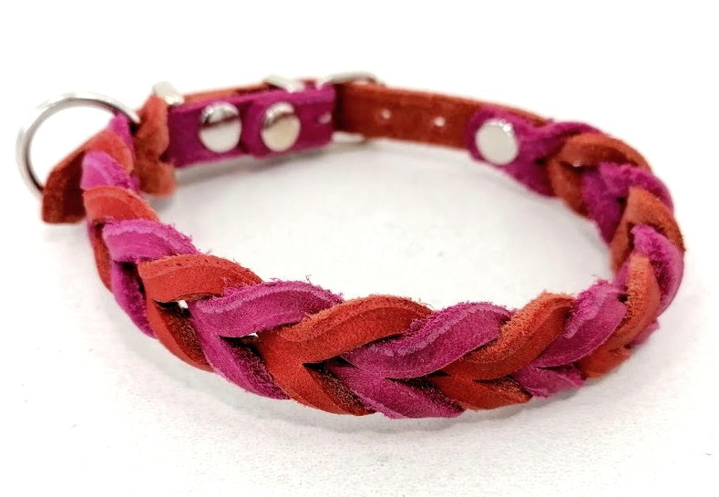 "Lilly" geflochten, Halsband, Leder, Fettleder, Hund