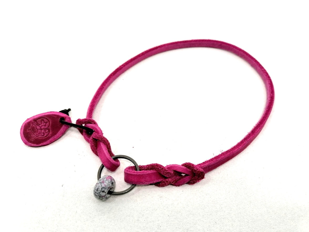 "Pipa"- nur für Marken! Halsband geflochten, Leder, Fettleder, Hund