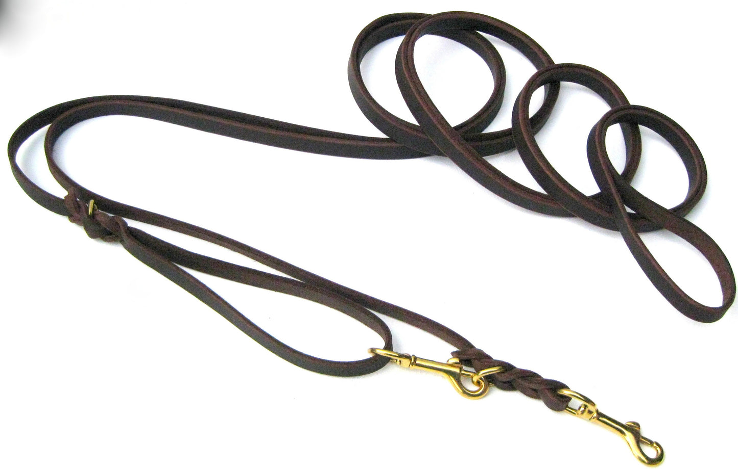 2,5 m mit zus. Karabiner in der Handschlaufe, Leine Leder Fettleder geflochten Hundeleine Führleine