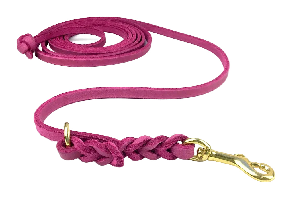 3 m verstellbar "ZigZag", Leine Leder Fettleder geflochten, Hundeleine