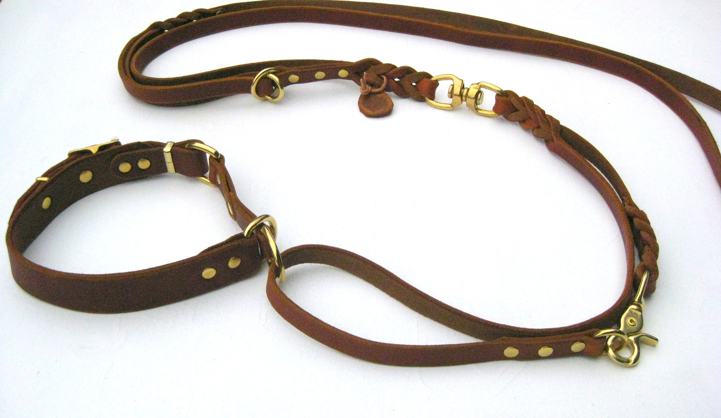 Sonderanfertigungen Fettleder, Leine Fettleder Leder geflochten Hundeleine Halsband Geschirr Hund