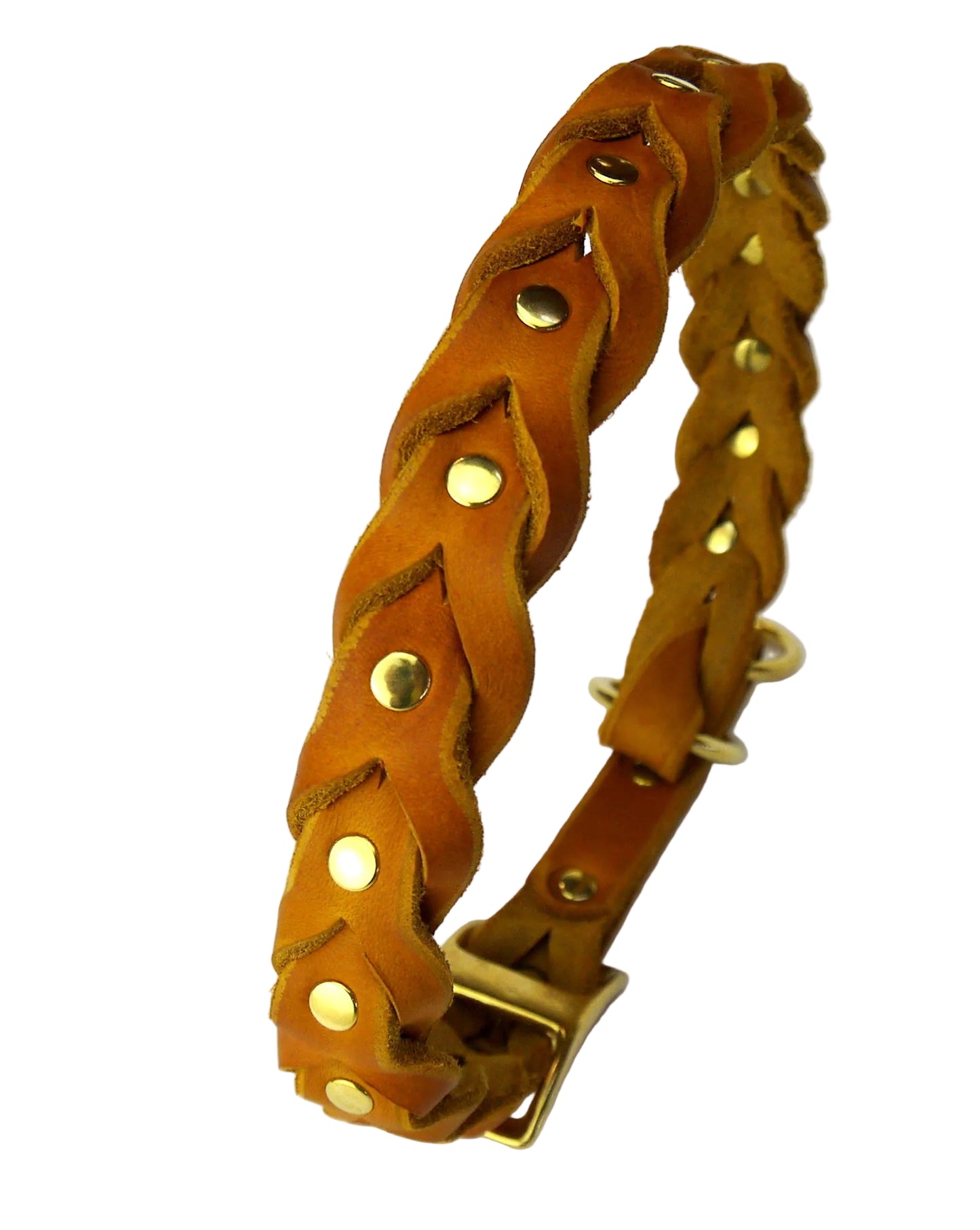 "Bruno" Zugstopp, Halsband geflochten, Leder, Fettleder, Hund