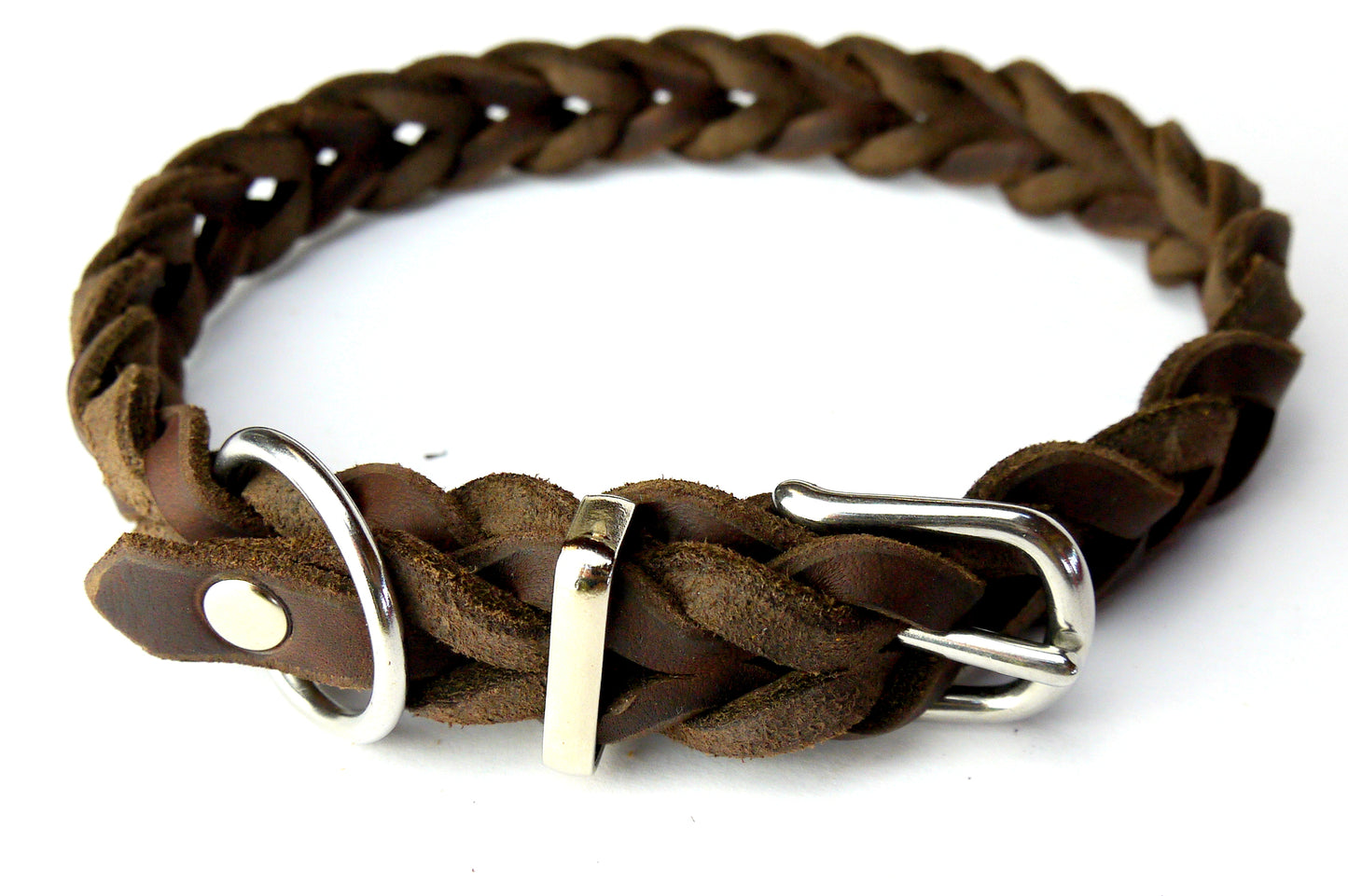 "Leila" komplett geflochten, Halsband, Leder, Fettleder, Hund