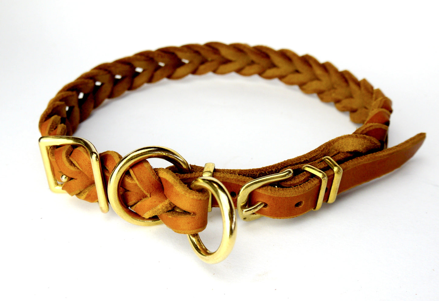 "Teddy" Zugstopp, Halsband geflochten, Leder, Fettleder, Hund
