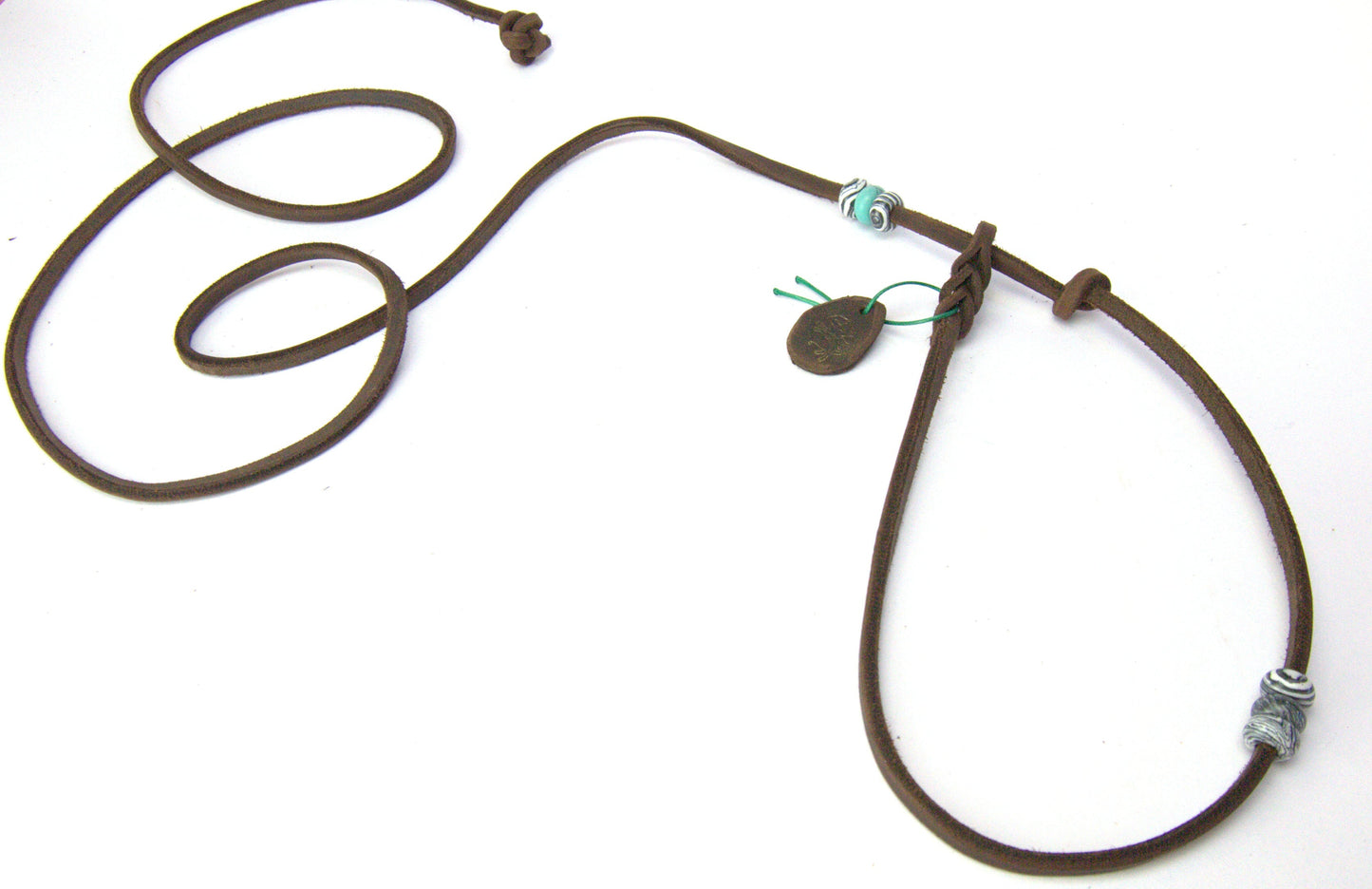 "Jil" mit Halsung, Halsband geflochten, Leder, Fettleder, Hund