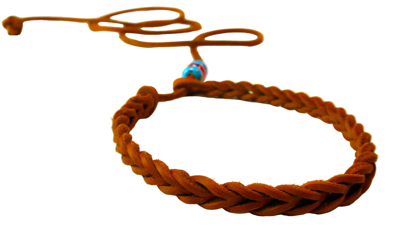 "Hugo" mit geflochtener Halsung, Halsband geflochten, Leder, Fettleder, Hund