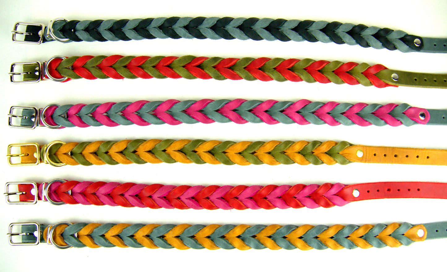 "Lilly" geflochten, Halsband, Leder, Fettleder, Hund