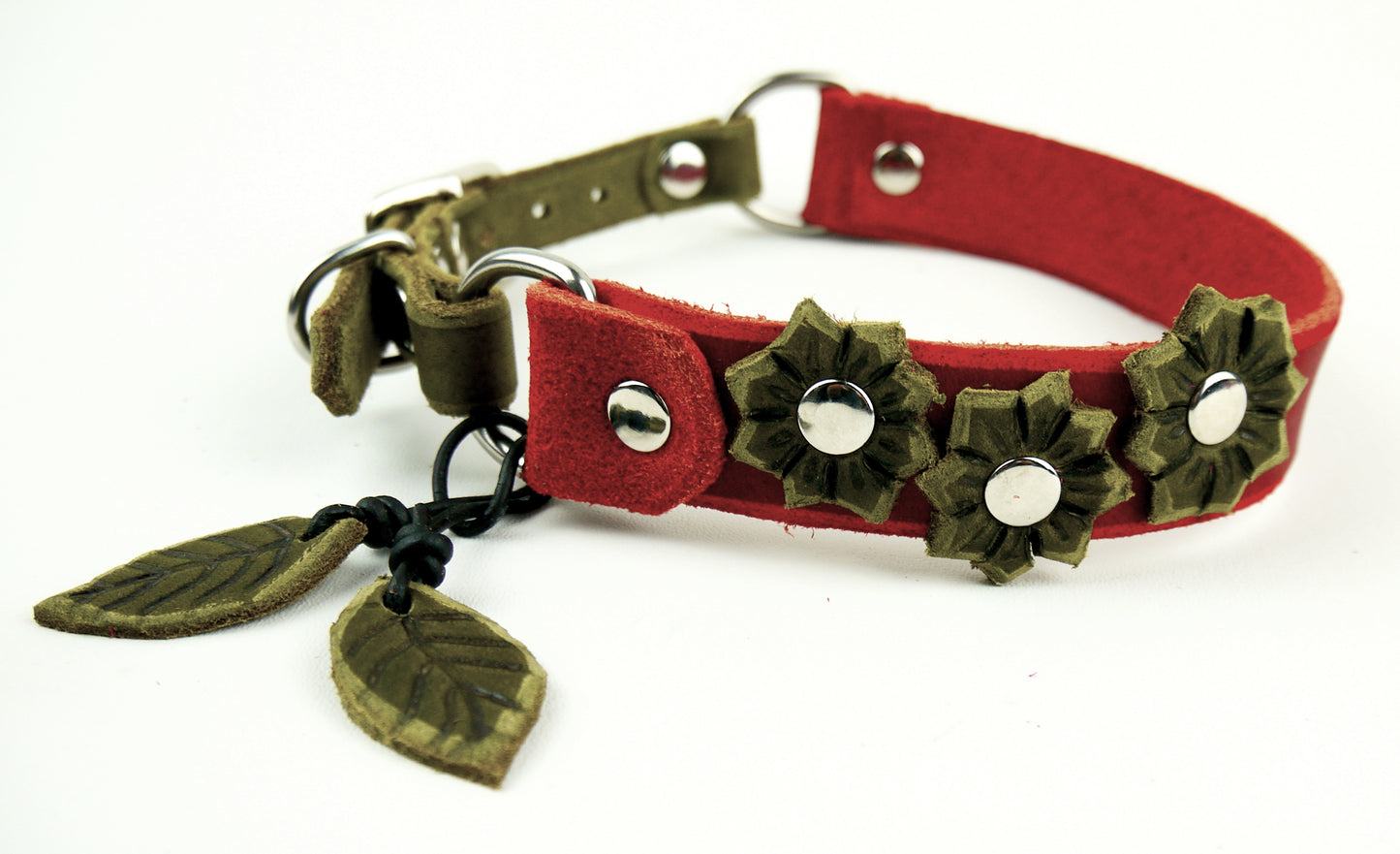 "Fleur" Halsband, Halsband geflochten, Leder, Fettleder, Hund