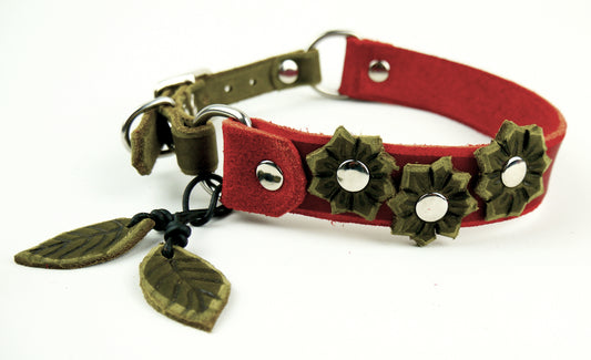 "Fleur" Halsband, Halsband geflochten, Leder, Fettleder, Hund