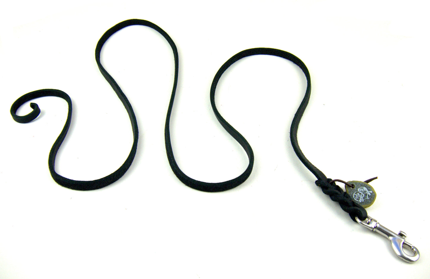 1 m ohne Handschlaufe, Leine Fettleder Leder geflochten, Hundeleine